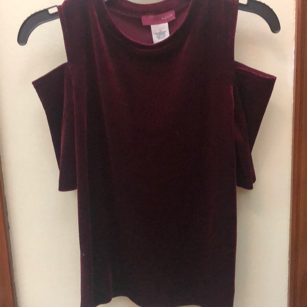 Burgundy Cold Shoulder velvet top